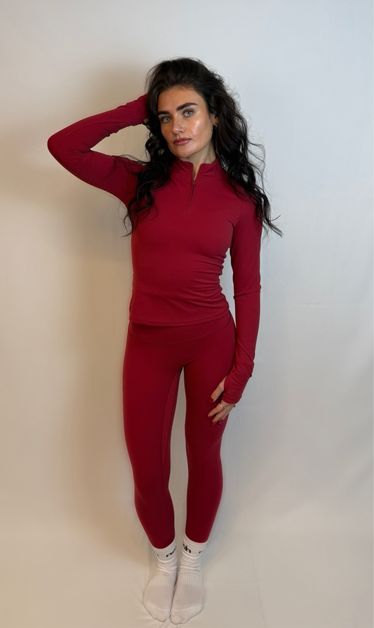 ‘CHERRY RED’ half zip set