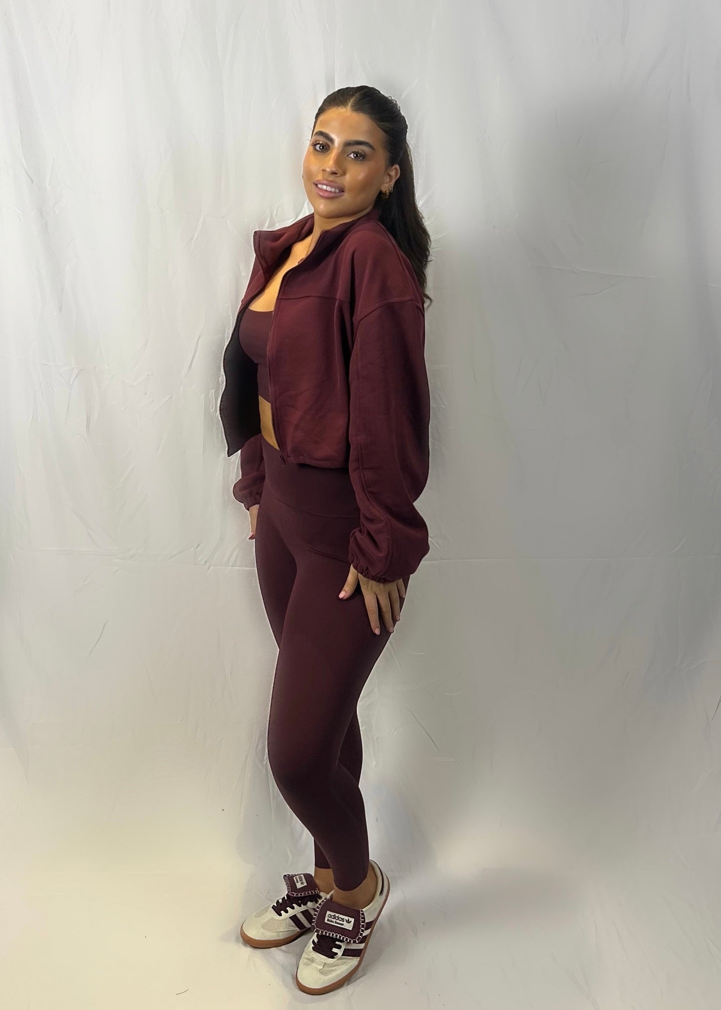 ‘BURGUNDY’ zip up jacket